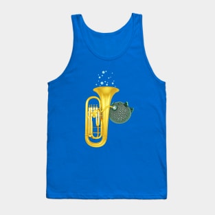 Puffer Fish Playing Tuba Tank Top